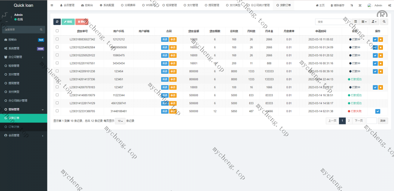 全开源小额贷款系统/套路贷系统/前端使用uniapp开发/后端使用fastadmin