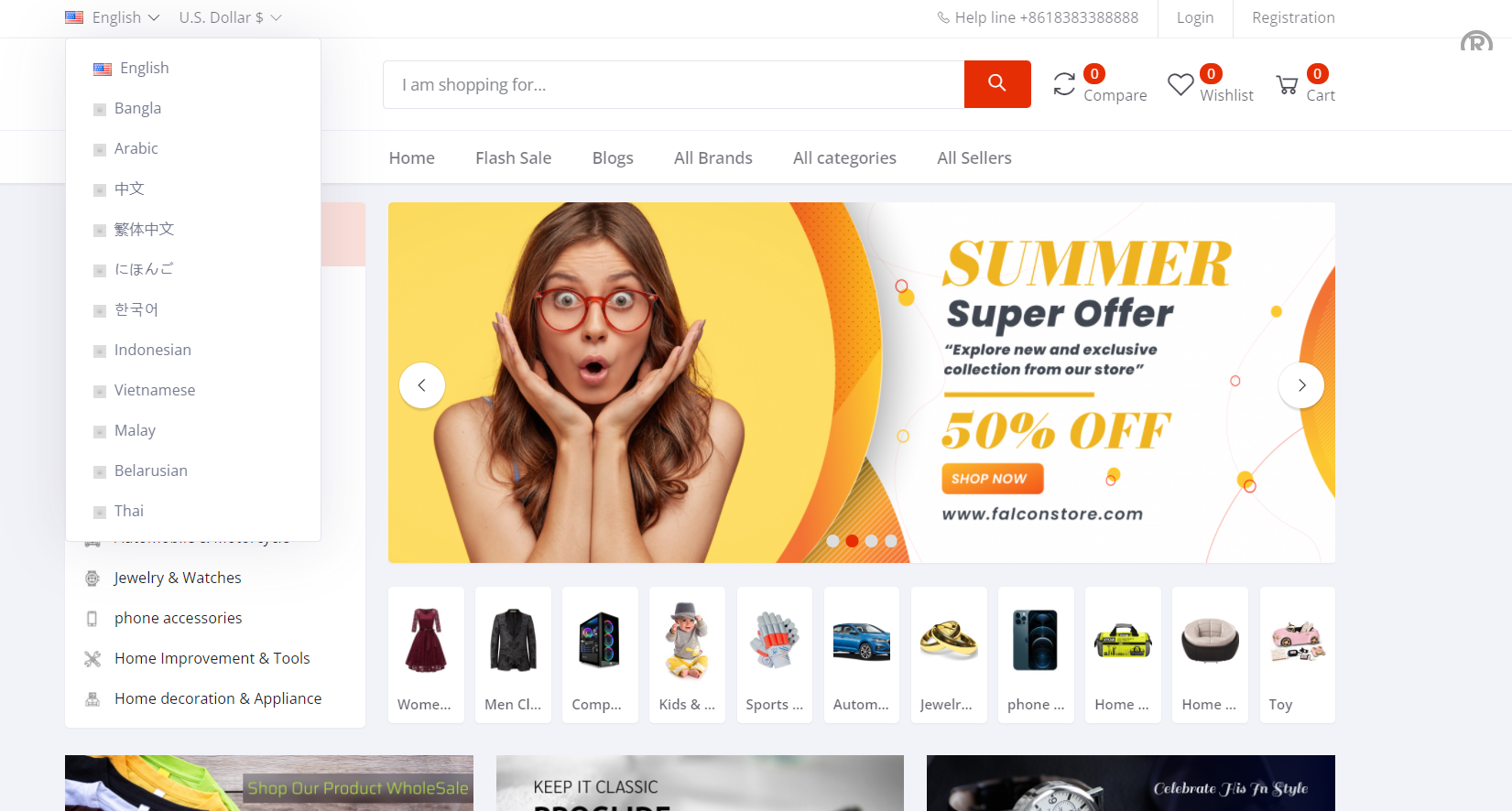 b2b2c跨境电商外贸商城系统中英繁多語開源多商户货贷商城统产品库一键选品一键铺货商城源码