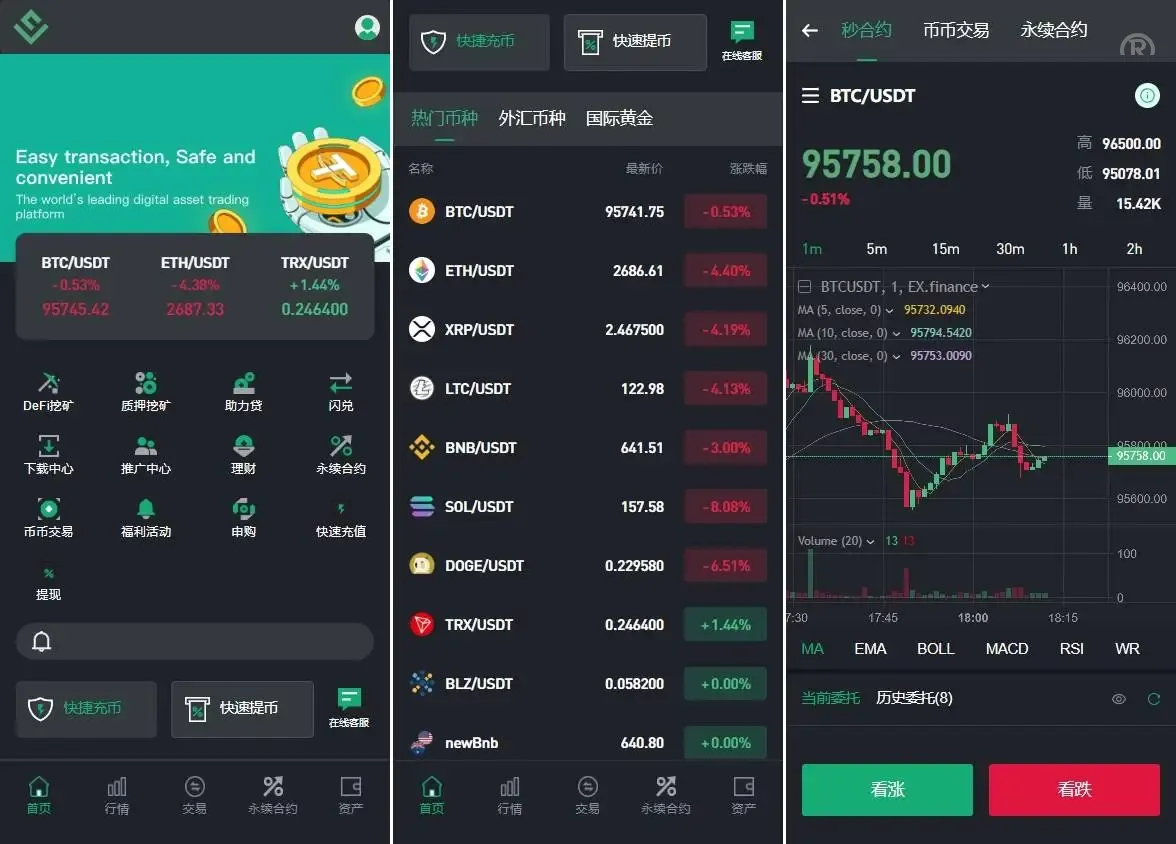 海外多语言交易所AI控盘秒合约币币交易永续合约U本位新币发行DEFI挖矿源码 - 图1